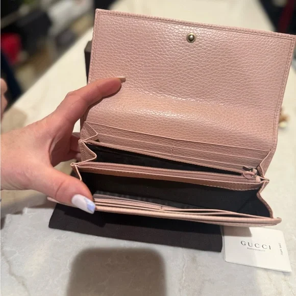 Gucci GG Marmont Gold Butterfly w/crystals wallet Pink (Rare) Like New box dust - Picture 5 of 15